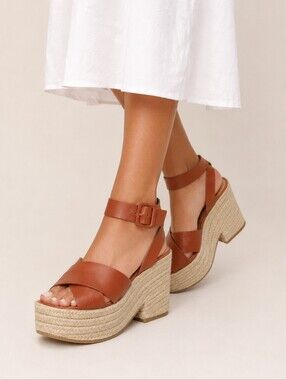 Alohas Lyla Chunky Espadrille Platform Sandals Size 7